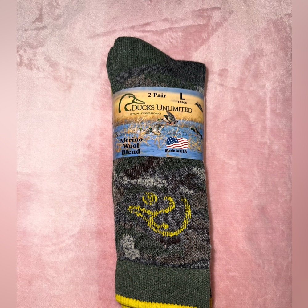 NWT DUCKS  UNLIMITED  SET 2 pair Men's Wool merino  Blend Socks size 9-13